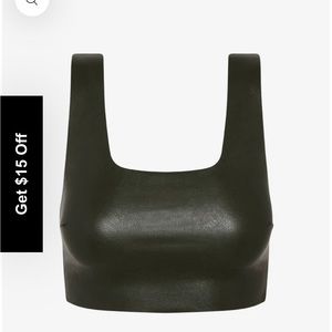 Commando faux leather top in forest green - M NWT